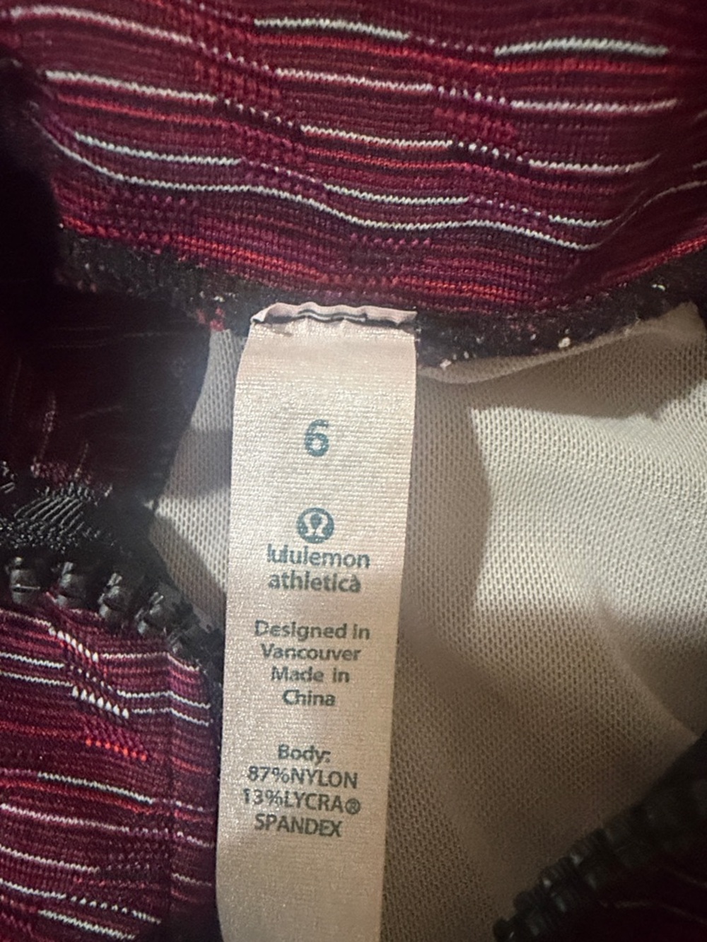 lululemon athletica Maroon Striped Workout Top